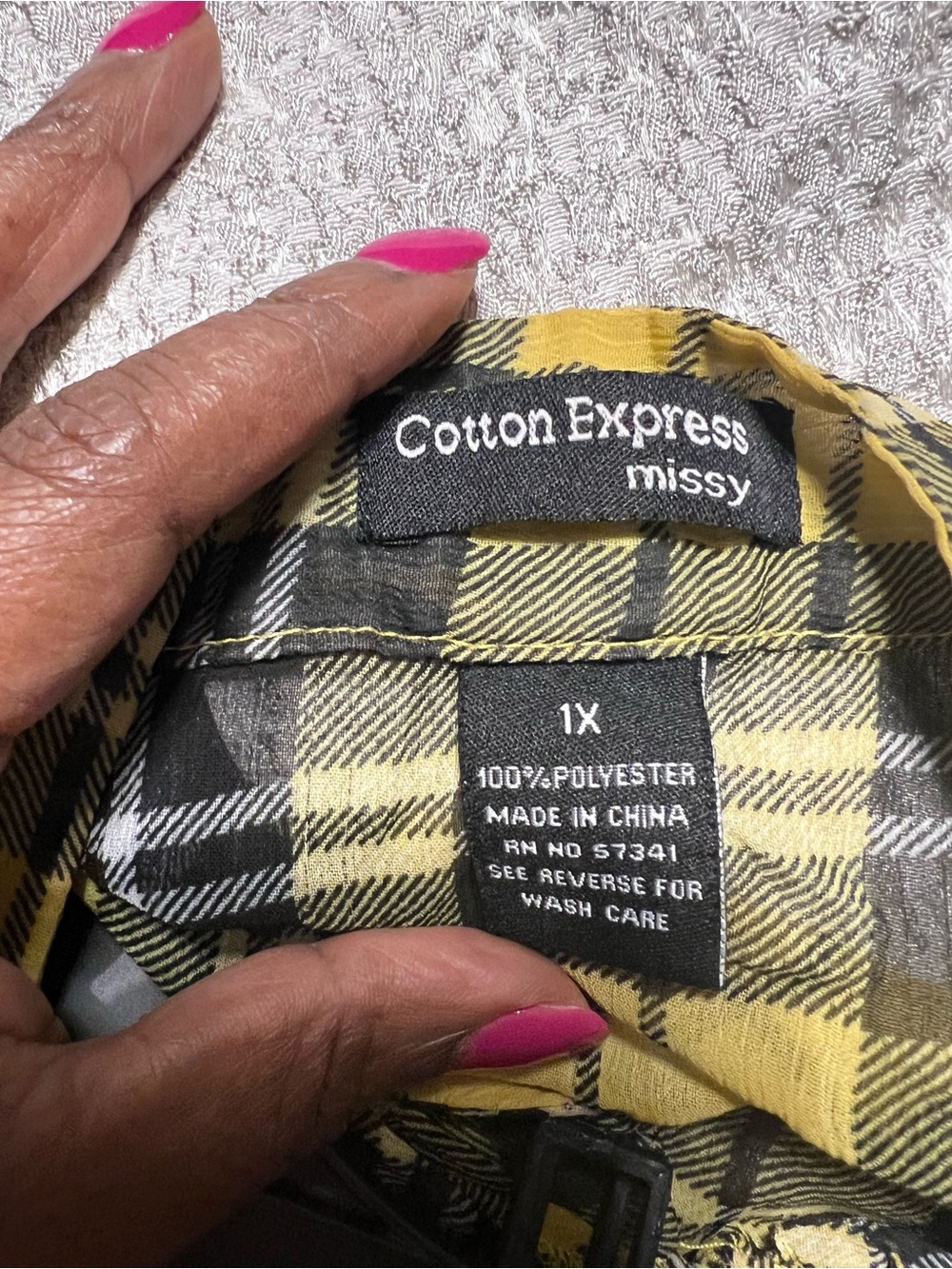 Cotton Express Yellow and Black Plaid Button-Down Top